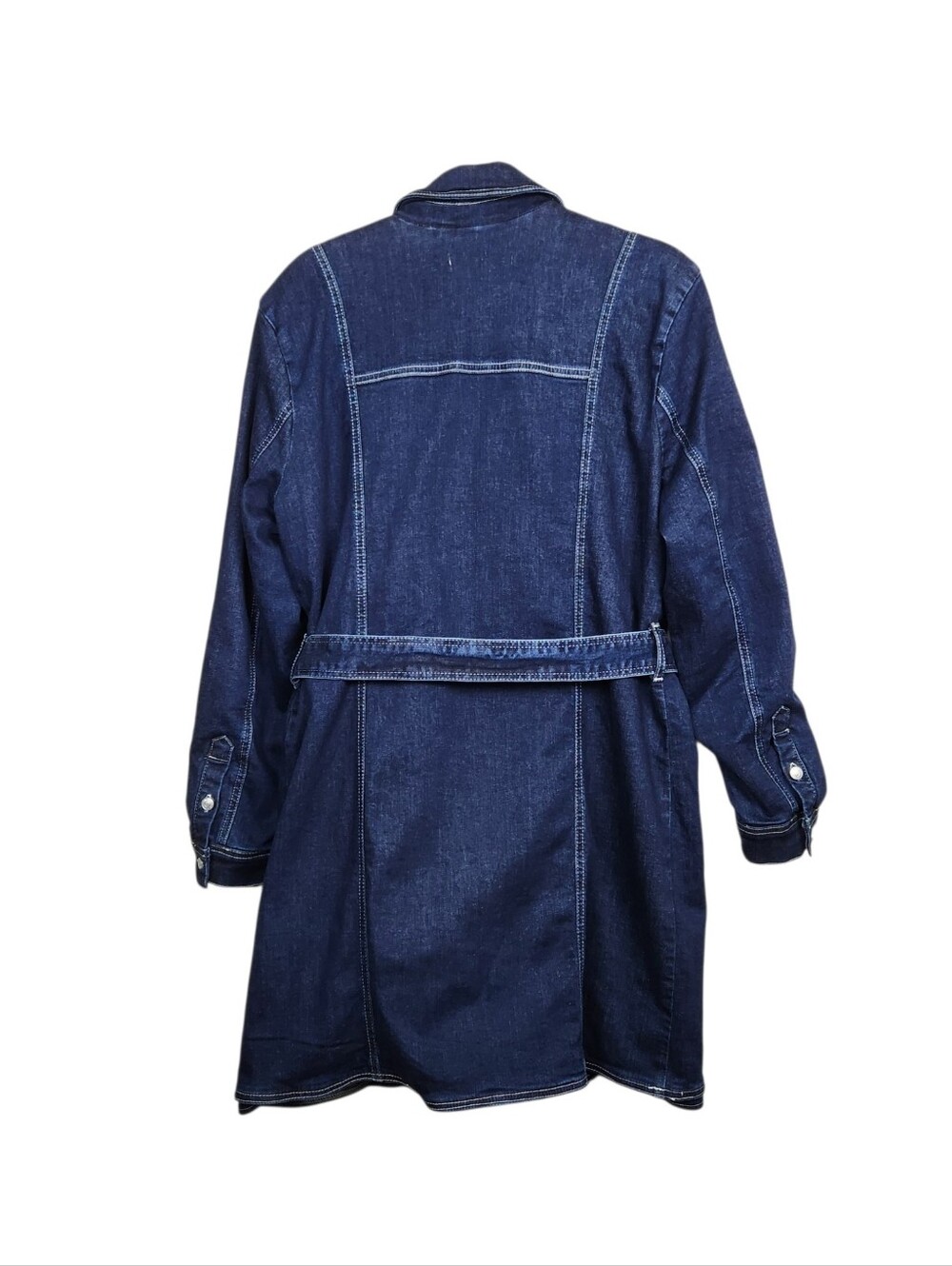 Pilcro Belted Denim Blazer Dress Anthropologie Anthro Blue Jean Womens Size L - Picture 9 of 15